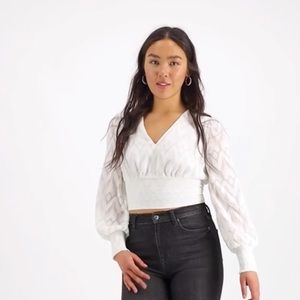 Jacquard cropped blouse